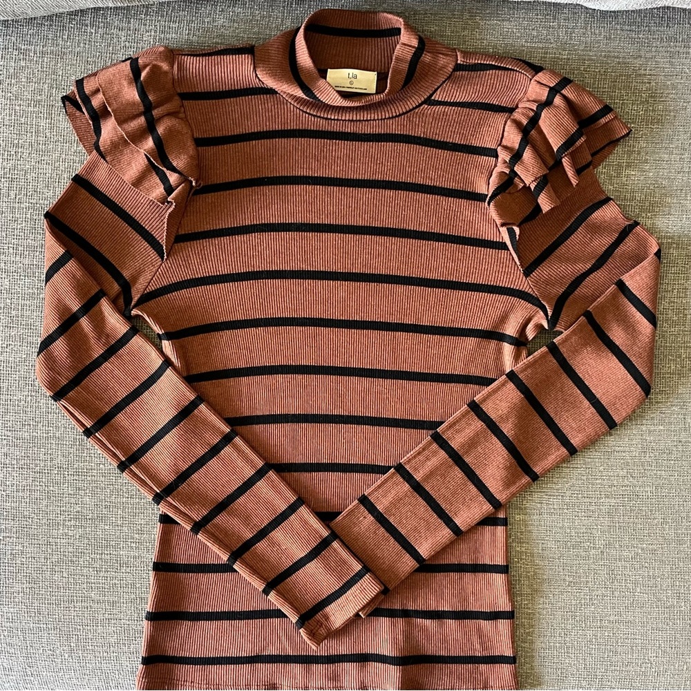 NWOT Anthropologie Ruffled Turtleneck Top by T.La